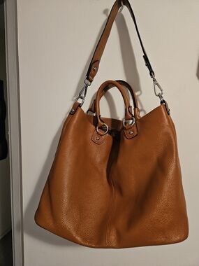 Convertible Shoulder Tote Handbag in Cognac Brown